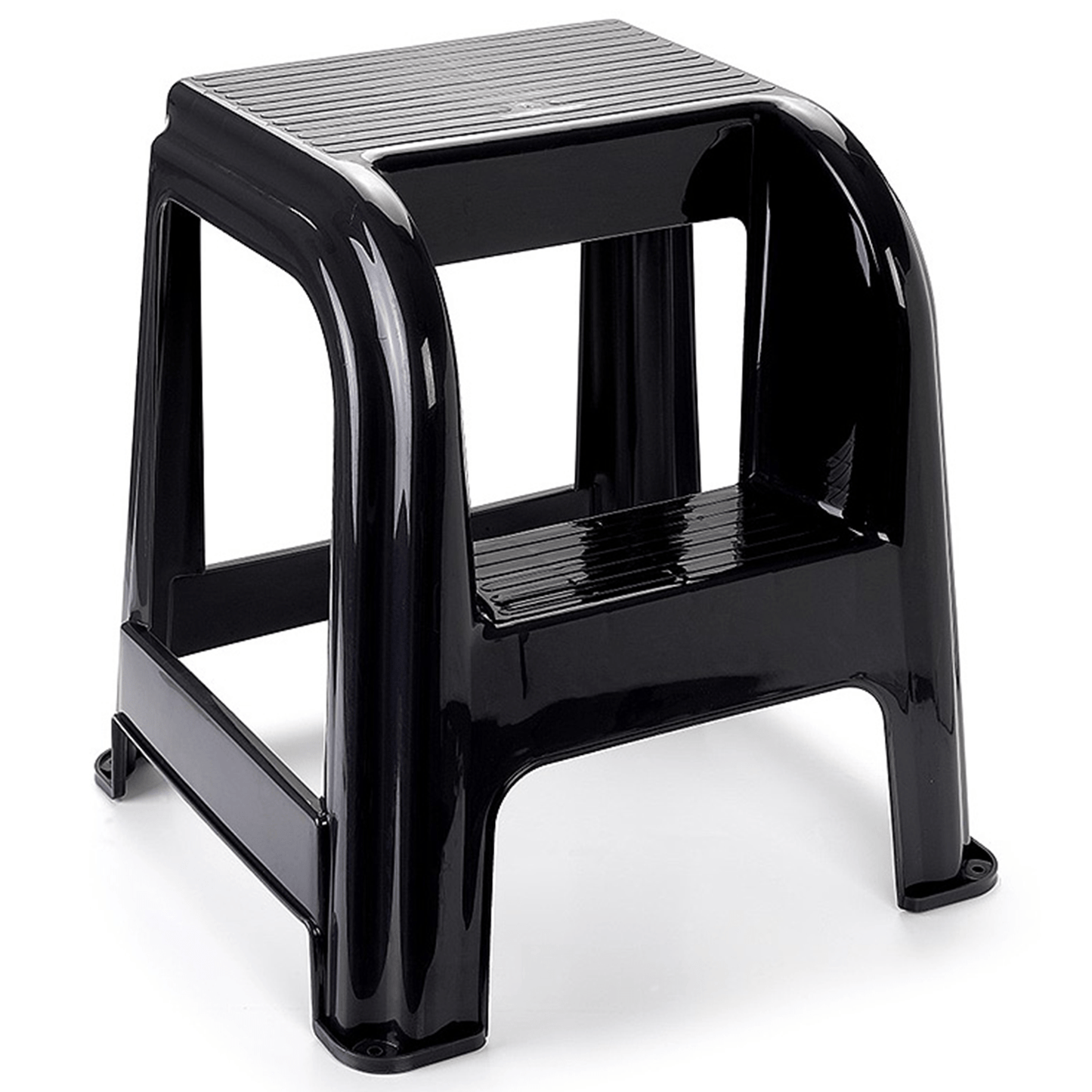Taburete Escalera Multifuncional 2 Escalones, Resistente y Duradero, Ideal para Hogar y Oficina, Perfecto para Alcanzar Objetos Altos, Negro, 42.2 x 44 x 46 cm