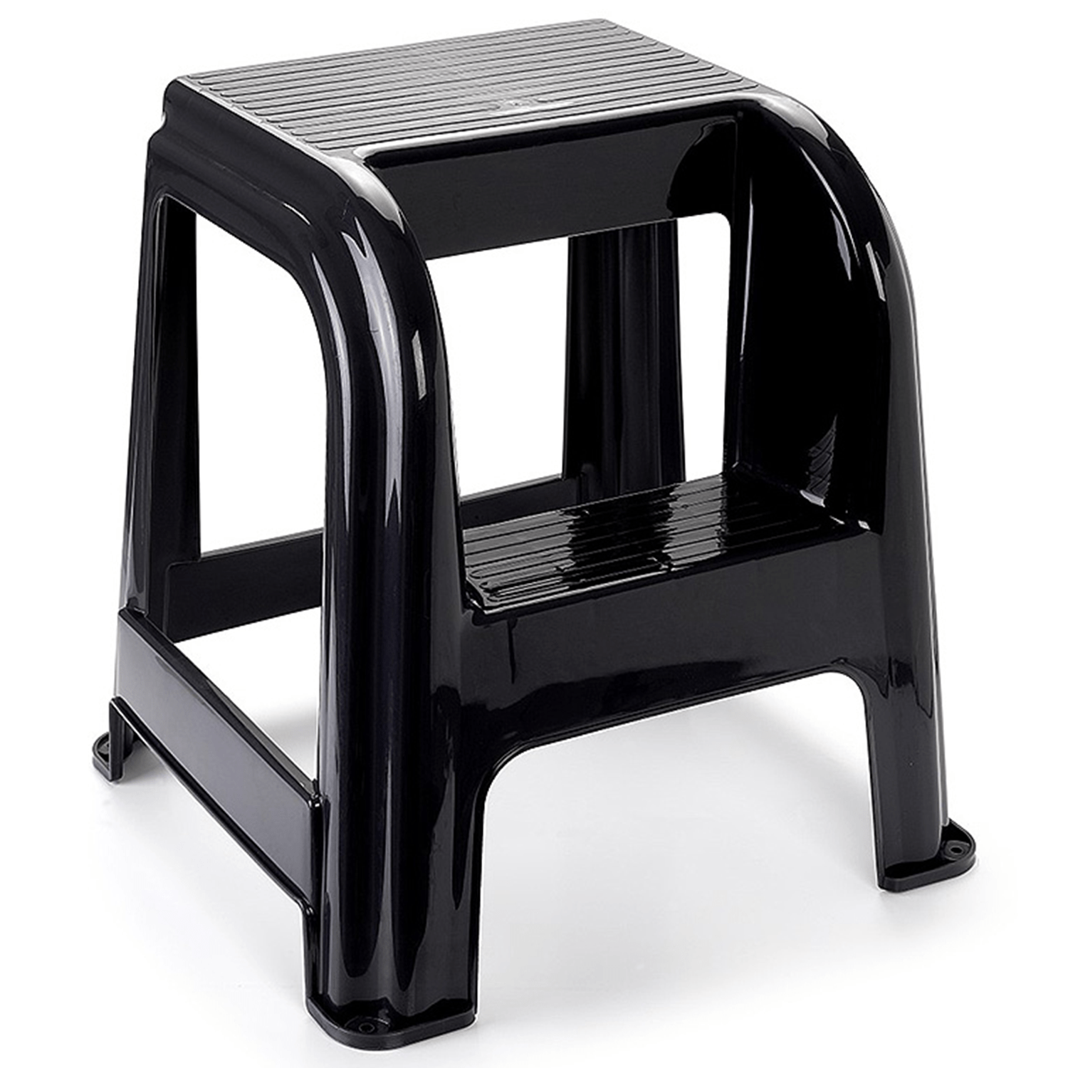 Taburete Escalera Multifuncional 2 Escalones, Resistente y Duradero, Ideal para Hogar y Oficina, Perfecto para Alcanzar Objetos Altos, Negro, 42.2 x 44 x 46 cm