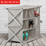 Organizador Zapatos Plegable Multiusos con 9 Compartimentos, Estructura de Metal Resistente, Tejido Transpirable, No necesita Montaje, Ocupa poco Espacio