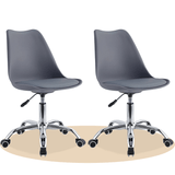 Silla Escritorio Ergonómica con Ruedas, Silla Oficina Giratoria con Altura Ajustable, Acolchada, Estilo Nórdico, Ideal para Estudio y Oficina