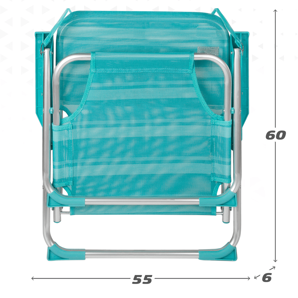 Silla Plegable Playa Reclinable y Resistente. Soporta hasta 100kg. Posición fija. Sistema Antivuelco. Ideal para Playa, Jardín, Terraza o Camping. 44x40x72cm