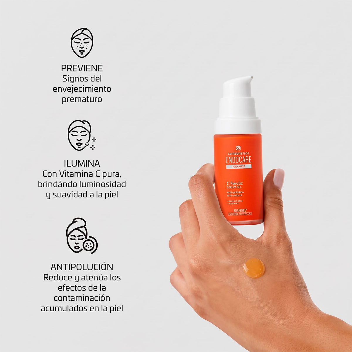 ENDOCARE Radiance C Ferulic Serum Gel, Sérum Facial Antioxidante e Iluminador con Vitamina C, Textura Ligera de Rápida Absorción, 30 ml