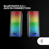 Mars Gaming MSRGB2, Altavoces Bluetooth 5.3 15W, Procesador de Sonido DSP, Iluminación RGB Dinámica, Frontal Total Mesh, Altavoces Compactos con Caja de Control, Entrada Jack de 3.5mm y USB, Negro