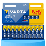 Pilas AA Alcalinas de Alto Rendimiento, VARTA Longlife Power, Ultra Larga Duración, Energía Continua, Ideal para Controles Remotos, Juguetes Electrónicos, Linternas, Lámparas, Relojes, Cámaras y Otros Dispositivos de Uso Diario - VARTA