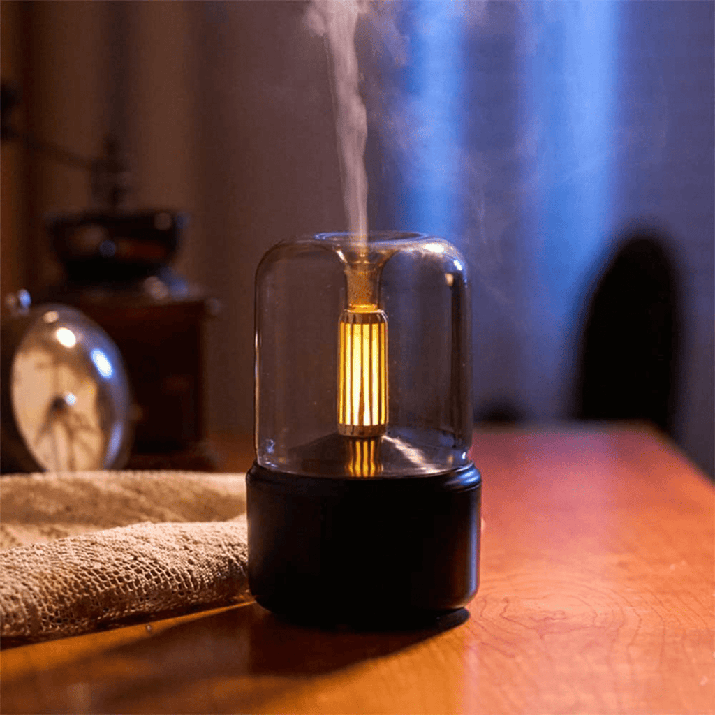 Humidificador de Aroma de 120 ml, Humidificador y Difusor de Aromas, Experiencia Relajante y Aromática, Conexión USB tipo-C, Diseño Compacto, Luz Ambiental Integrada