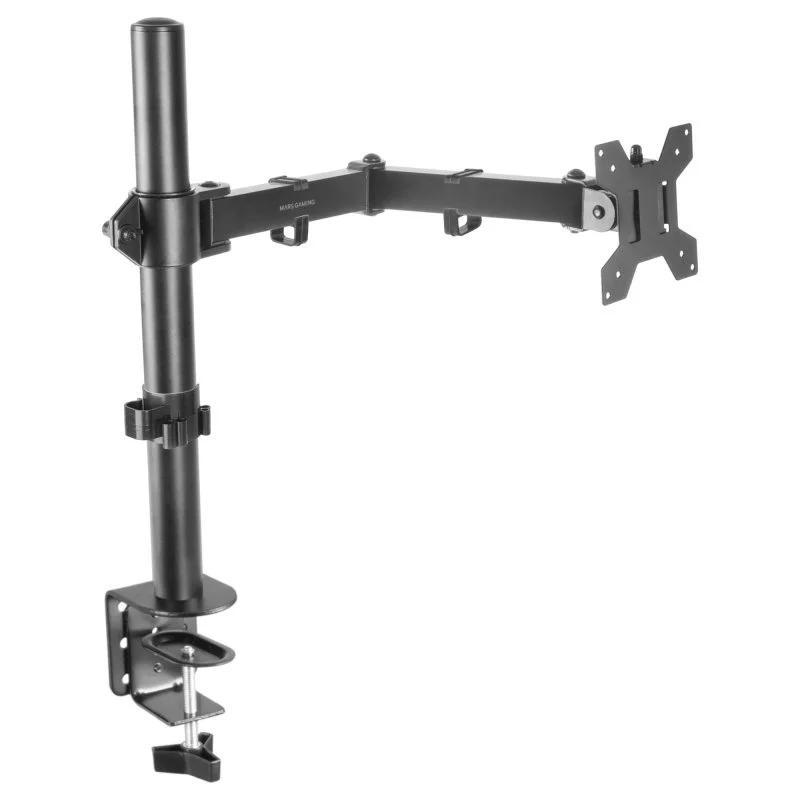 Mars Gaming MARM1, Soporte de Monitor de Brazo para Pantallas hasta 32”, Articulado y Regulable en Altura, Estructura Robusta, Compatible con VESA75 y VESA100, Negro
