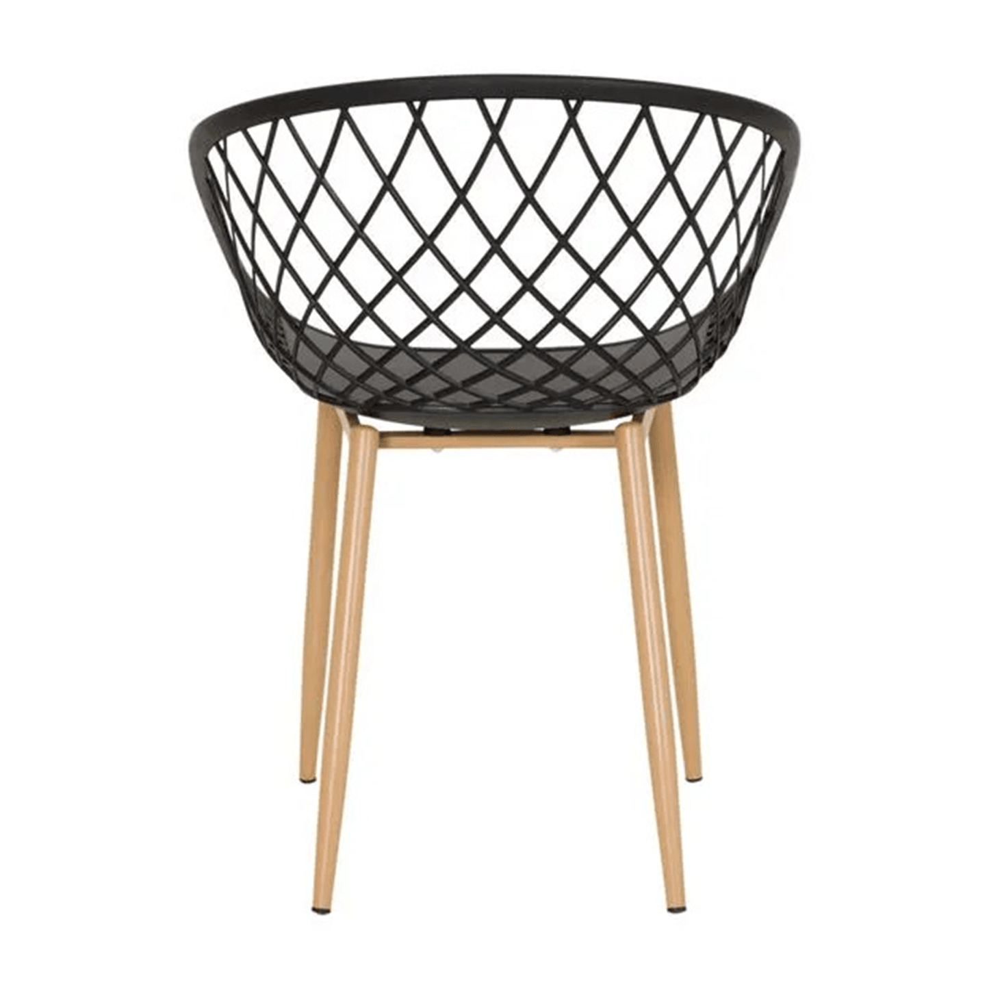 Sillas para Comedor, Sillas para Cocina con Asiento de Polipropileno Ultra Resistente con Diseño tipo Rejilla, Estructura y Patas Metálicas de Color Caqui, 56 x 56 x 80 cm, Negro