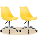 Silla Escritorio Ergonómica con Ruedas, Silla Oficina Giratoria con Altura Ajustable, Acolchada, Estilo Nórdico, Ideal para Estudio y Oficina