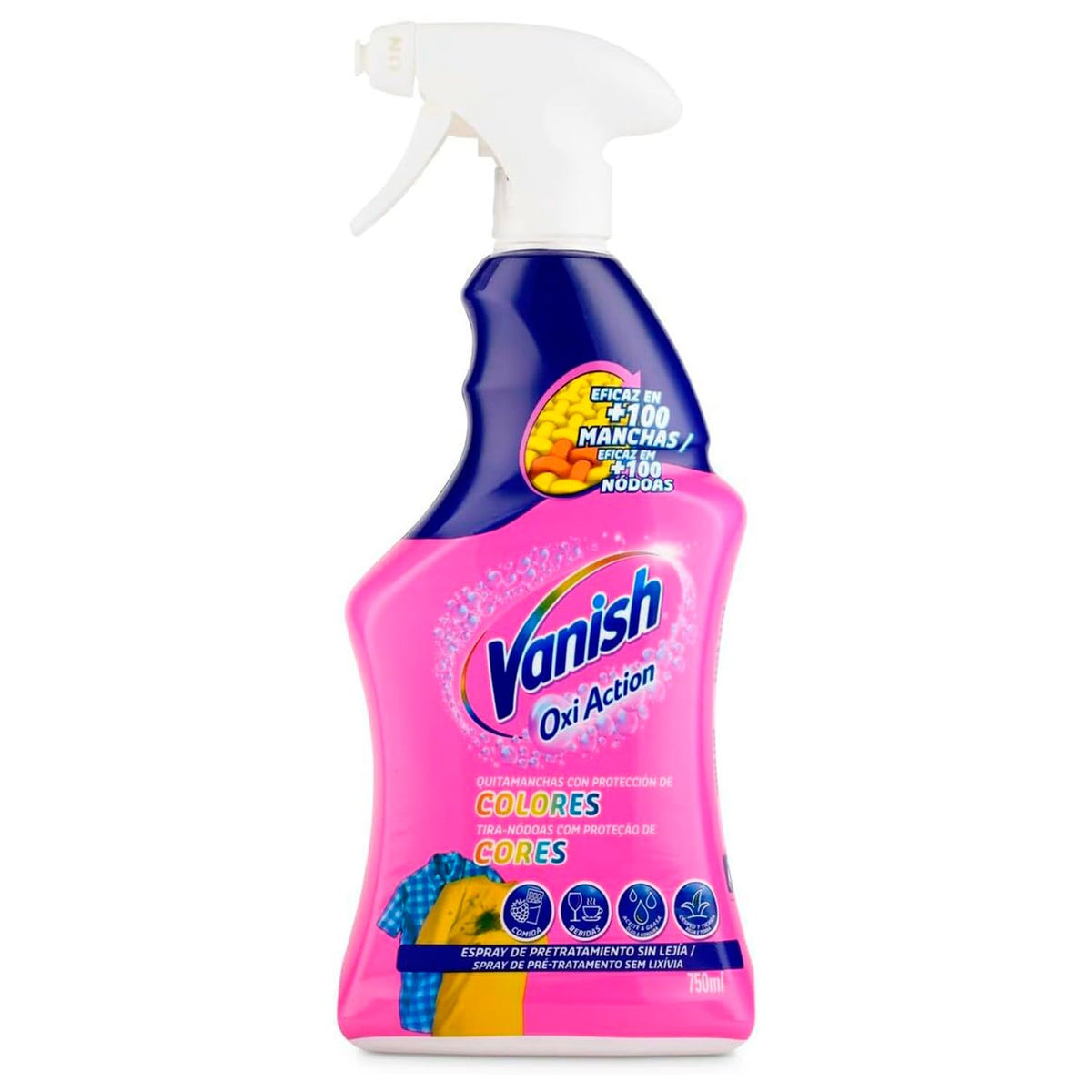 Vanish Oxi Action Spray Quitamanchas para Ropa Blanca y de Color, Fórmula sin Lejía para Manchas del Día a Día, Pack de 3 Botellas de 750 ml Cada Una