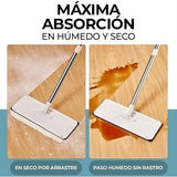 Fregona y Cubo de Limpieza Escurridor con Compartimentos, Cabezal Plano y Flexible Rotación 360. Cubo Escurrefacil. Ideal para Limpiar Suelos, Paredes, Techos, Ventanas, Incluye Recambios Extra