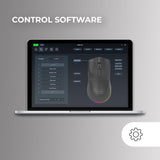 Mars Gaming MM-T3, Ratón Inalámbrico Ligero, Bluetooth 5.0 + 2.4GHz + Cable, Sensor Óptico PIXART PAW3104PRO 14400 dpi, Base de Carga Magnética RGB, Switches Huano, Software de Control, Blanco