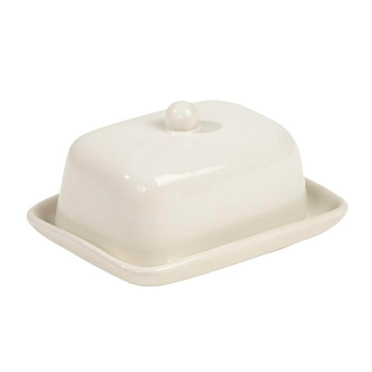 Mantequillera Cerámica Blanca con Tapa, Mantequillera con Asa y Tapa, Duradero para Cocina Doméstica y Restaurante