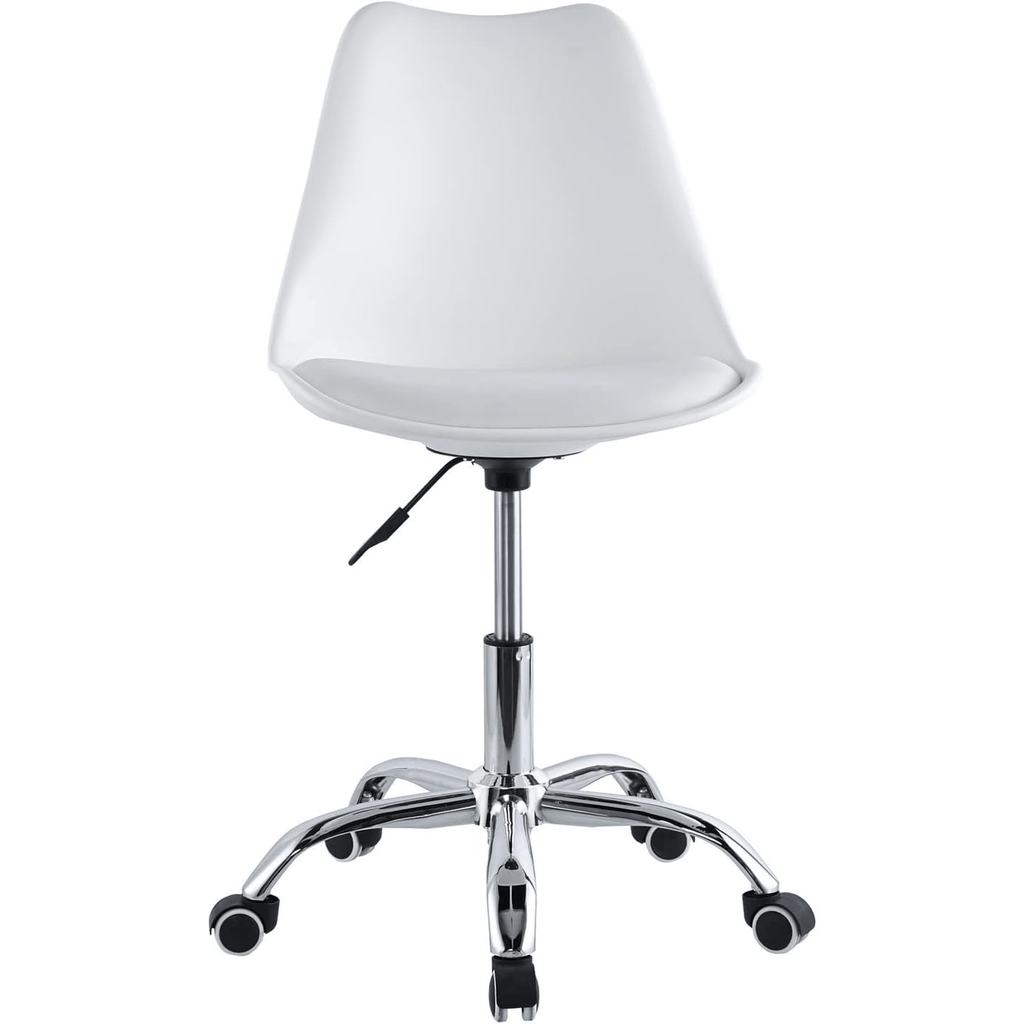 Silla Escritorio Ergonómica con Ruedas, Silla Oficina Giratoria con Altura Ajustable, Acolchada, Estilo Nórdico, Ideal para Estudio y Oficina
