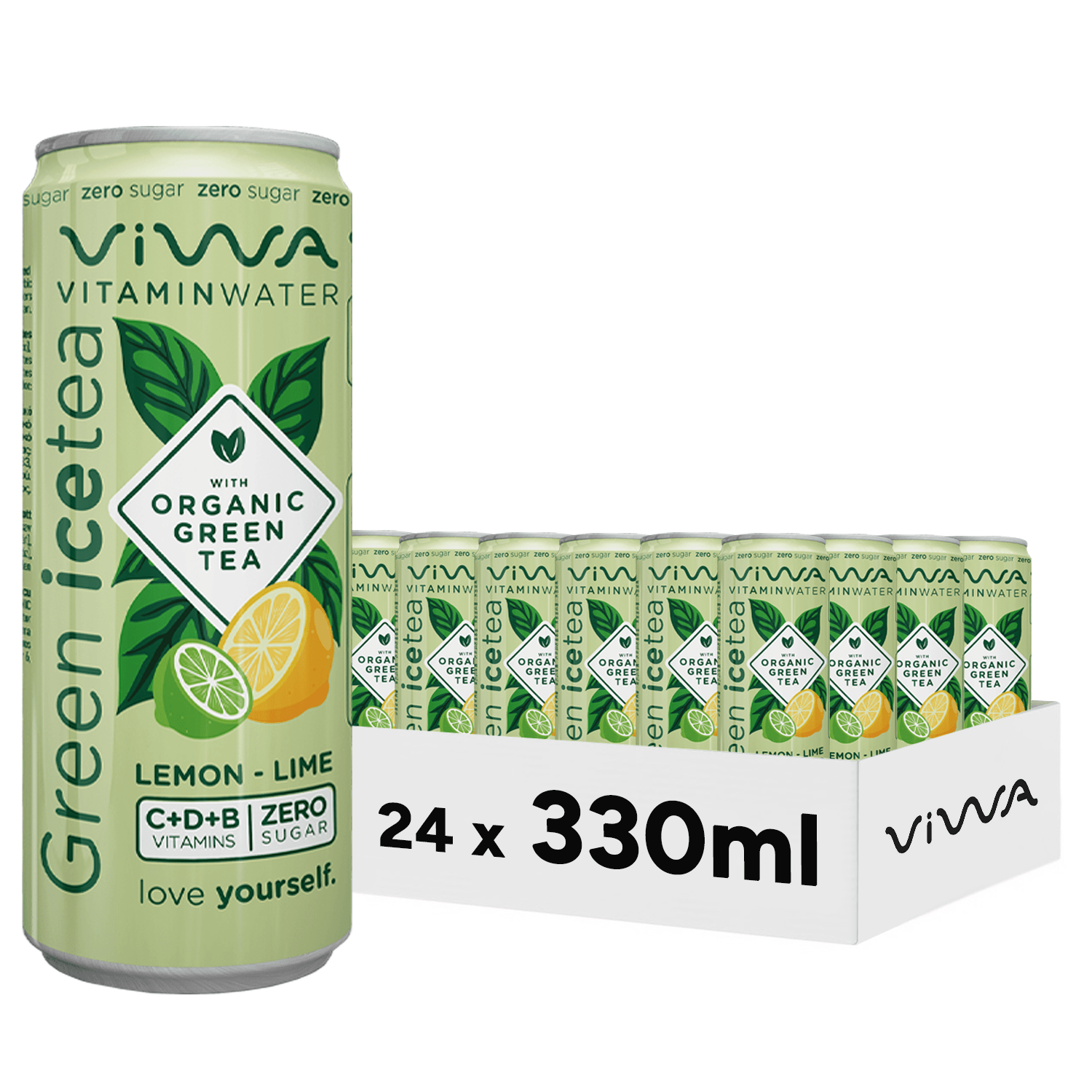 VIWA VitaminWater & Tea, Bebidas Refrescantes con Vitaminas y Minerales, 330ml, Pack de 24
