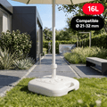 Base Sombrilla Resistente para Exterior, Rellenable con Agua o Arena, 16L de Capacidad, Compatible con parasoles de Jardín y Patio con un diámetro de 21-32 mm, Con Asa para Facilitar su Transporte, 45 x 45 x 26cm