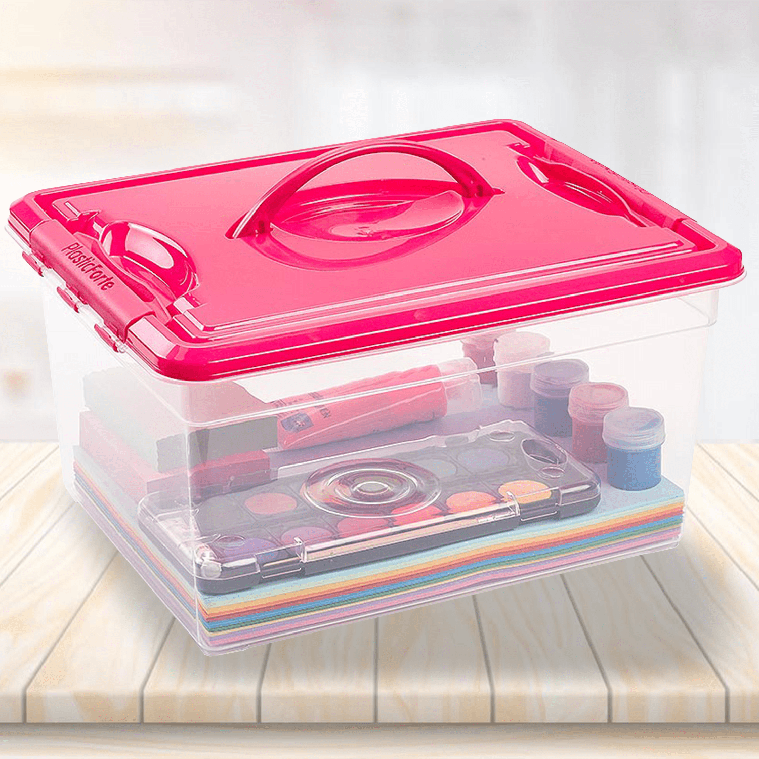 Caja de Almacenamiento Multiuso Plástico, Cierre a Pesión, Contenedor para Almacenar, A prueba de Polvo, Gran Capacidad de 12L, 34 x 27 x 18 cm