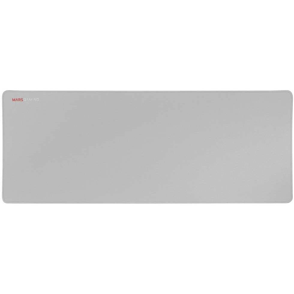 Mars Gaming MMPXL, Alfombrilla Gaming XL 800x360mm, Superficie Nanotextil, Goma Antideslizante, Bordes Reforzados, Flexible y Resistente, Apta para Ratón Óptico y Láser, Blanco Plata