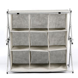 Organizador Zapatos Plegable Multiusos con 9 Compartimentos, Estructura de Metal Resistente, Tejido Transpirable, No necesita Montaje, Ocupa poco Espacio