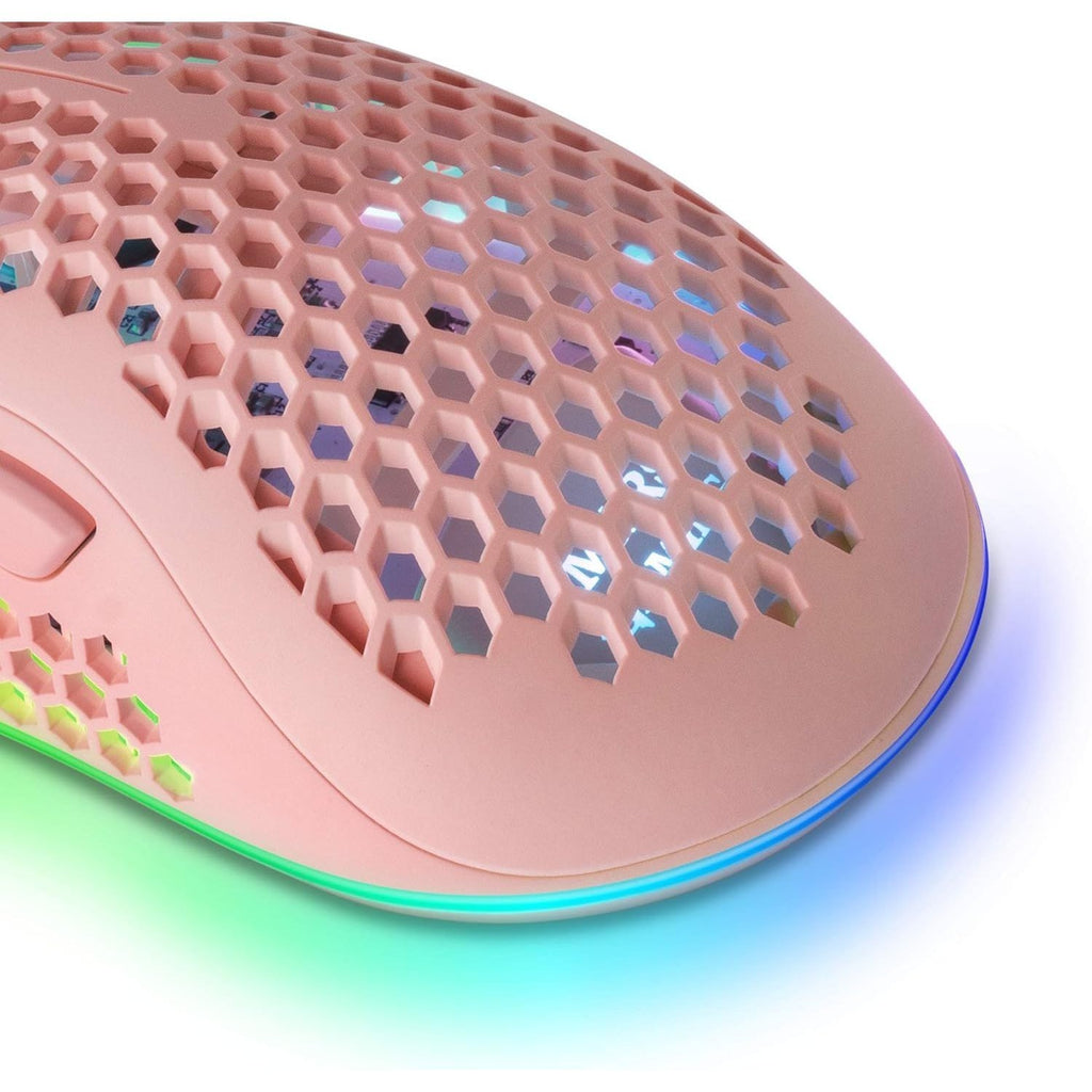 Mars Gaming MMEX, Ratón Gaming Premium 32000 dpi, Sensor PixArt 3389PRO, Switches Ópticos Ultra Rápidos, Diseño Hive Ultraligero 75g, RGB Chroma, 7 Botones, Software, Rosa
