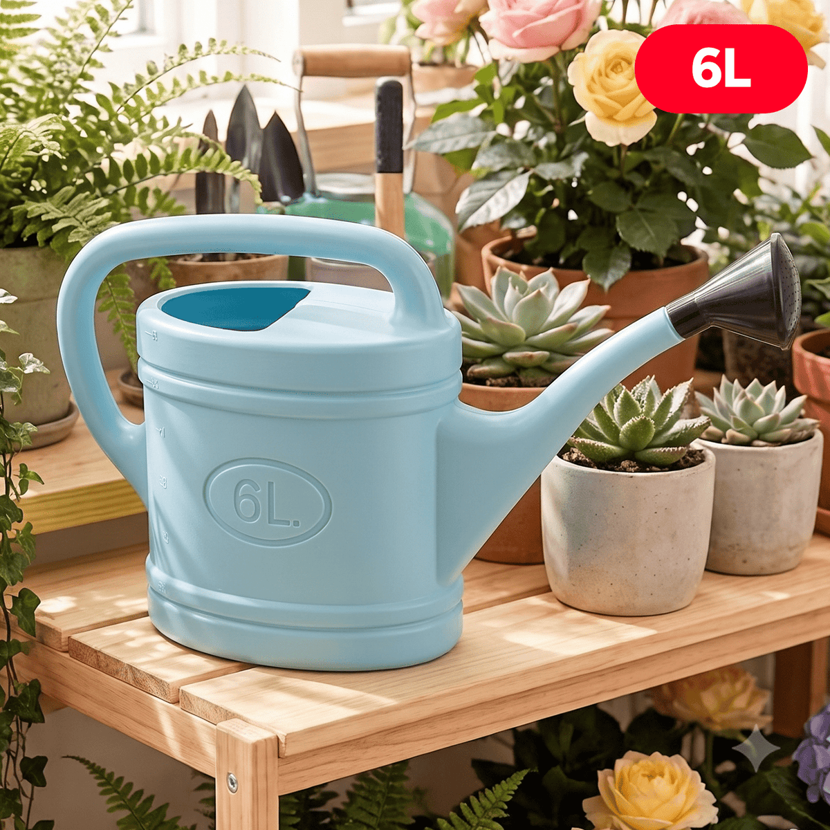 Regadera Plantas 6 Litros, Uso doméstico, Riego sin Esfuerzo, Fabricada en Plástico de Alta Calidad, Ideal para Jardines Interiores y Exteriores