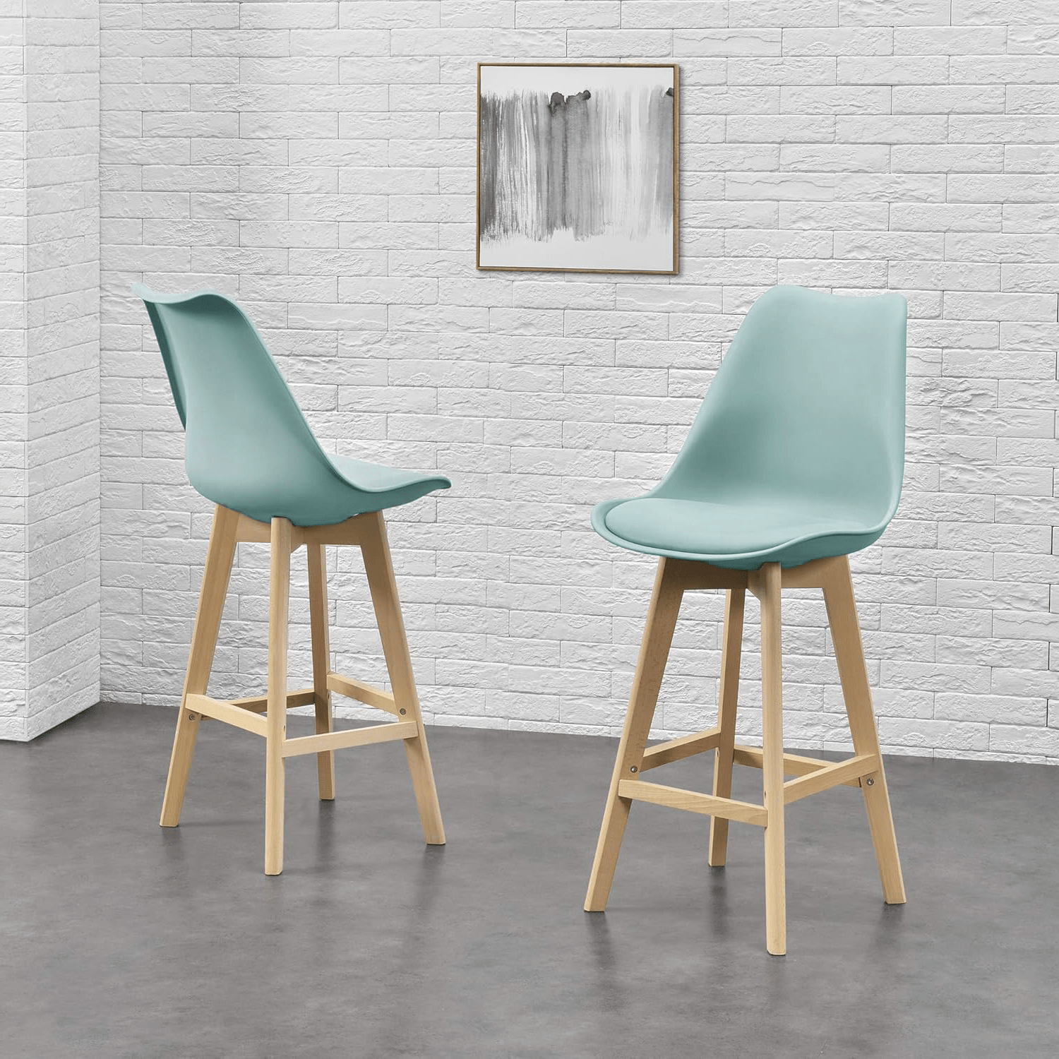 Taburete Alto Cocina con Respaldo, Asiento Blando y Tapizado, Patas Altas Resistentes de Madera de Haya con Reposapiés, Sillas Nórdicas, Ideal para Cocina, Salón, Comedor y Restaurante, 54.5 x 49.5 x 106 cm