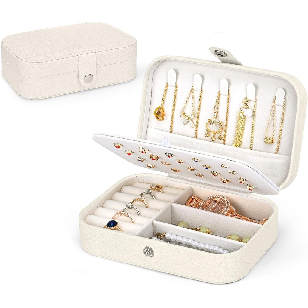 Joyeros Organizador de Mujer con Múltiples Compartimentos y Espacios, Impermeable, Cremallera Resistente, Interior Suave para Proteger las Joyas del Desgaste, 16cm Largo x 11.5cm Ancho x 5cm Alto, Caja Organizadora de Joyas