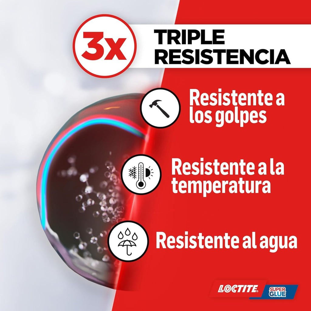 Loctite Super Glue-3 XXL, Pegamento Universal Triple Resistencia, Adhesivo para Uso Intensivo, Pegamento Instantáneo, Transparente y Extrafuerte, 20g