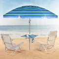 Sombrilla Playa Grande con Para Viento, 210 cm, Inclinable, Incluye Mesa con Reposavasos, Colgador con Ganchos, Protección UV 50, Diseñado para Favorecer la Ventilación, Tela Oxford con Revestimiento, 8 Varillas Resistentes, Ancho Tubo 28/32mm