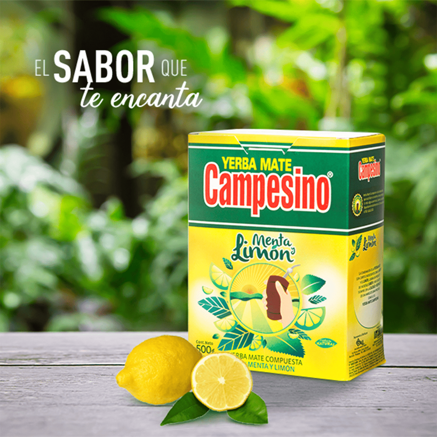 Campesino Yerba Mate, Yerbas para Mate con Sabor a Menta y Limón, Té Rico en Vitaminas y Minerales Esenciales, Origen de Paraguay, 500g por Paquete