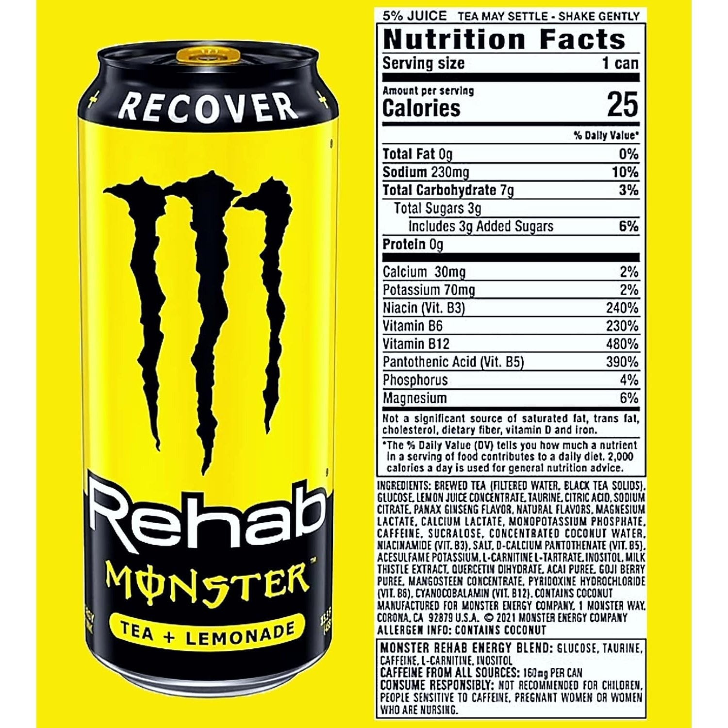 MONSTER ENERGY Bebida Energética, Refresco Energético, Pack 12/24 Latas de 500ml