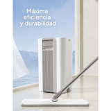 Fregona y Cubo de Limpieza Escurridor con Compartimentos, Cabezal Plano y Flexible Rotación 360. Cubo Escurrefacil. Ideal para Limpiar Suelos, Paredes, Techos, Ventanas, Incluye Recambios Extra