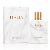 Rayhaan Italia Eau de Parfum, Perfume Árabe de Aroma Fresco y Envolvente con Notas Cítricas, Dulce y Especiado con Bergamota, Limón, Miel, Canela y Vainilla, 100 ml
