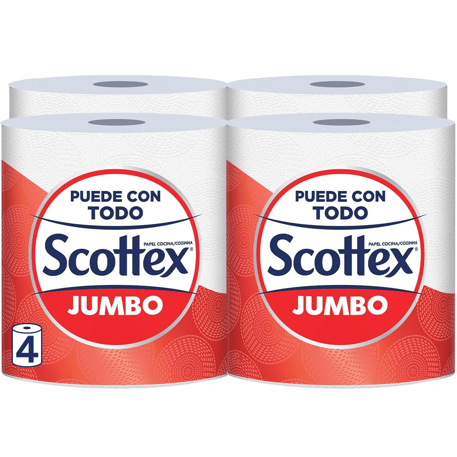 Scottex Papel Cocina Rollo, Papel Cocina Absorbente, Papel Cocina Jumbo, Apto para Múltiples Usos, Con Textura Absorbente y Resistente, Sin Restos de Suciedad