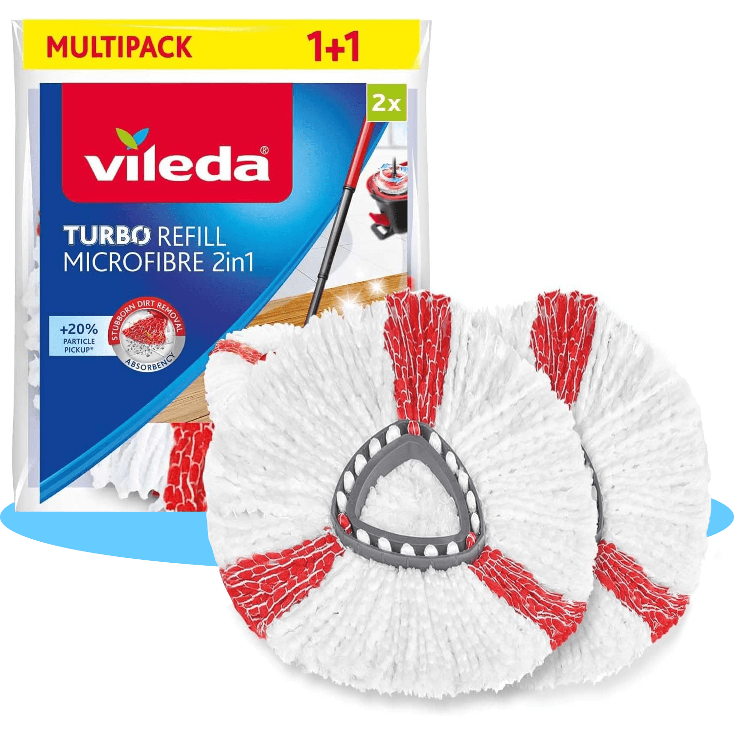 Vileda Recambio Fregona Turbo, Compatible con Todos los Sistemas Turbo de Vileda, Apto para Todo Tipo de Suelos, Lavable en Lavadora, Elimina el 99% de las Bacterias