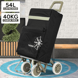 Carro Compra Plegable con Bolsillo Térmico para Congelados, Carro Plegable con Ruedas, Bolsillo Trasero con Cremallera, 2 Compartimentos Extra en Total, Con Capacidad de hasta 54 Litros y 40 Kg de Carga Máxima