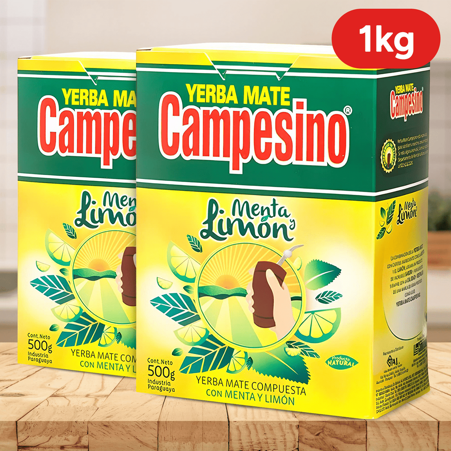 Campesino Yerba Mate, Yerbas para Mate con Sabor a Menta y Limón, Té Rico en Vitaminas y Minerales Esenciales, Origen de Paraguay, 500g por Paquete