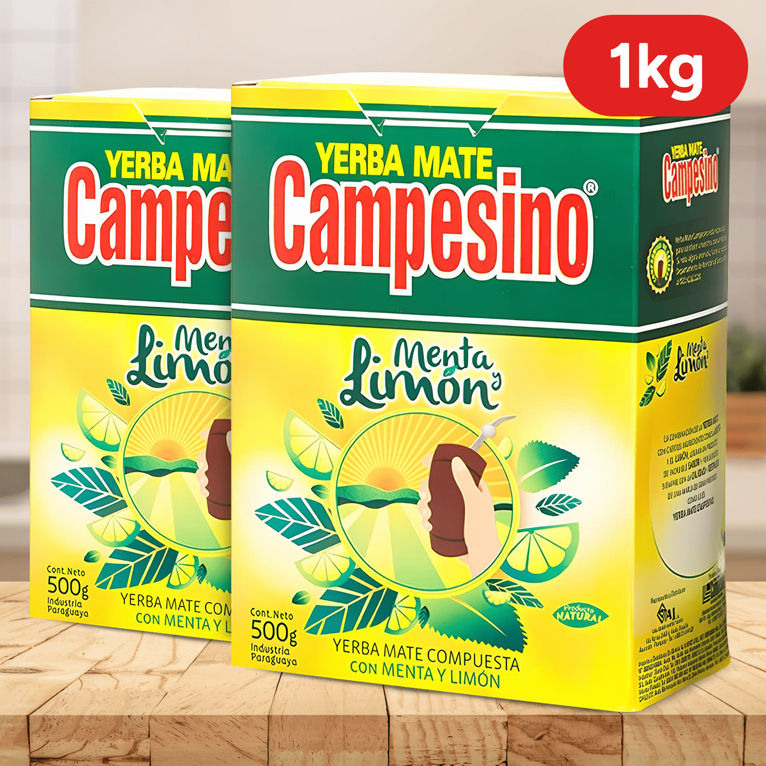 Campesino Yerba Mate, Yerbas para Mate con Sabor a Menta y Limón, Té Rico en Vitaminas y Minerales Esenciales, Origen de Paraguay, 500g por Paquete