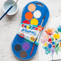 CARIOCA Acuarelas para Pintar, 12 Colores, Pincel Incluido, Pigmentos de Máxima Calidad
