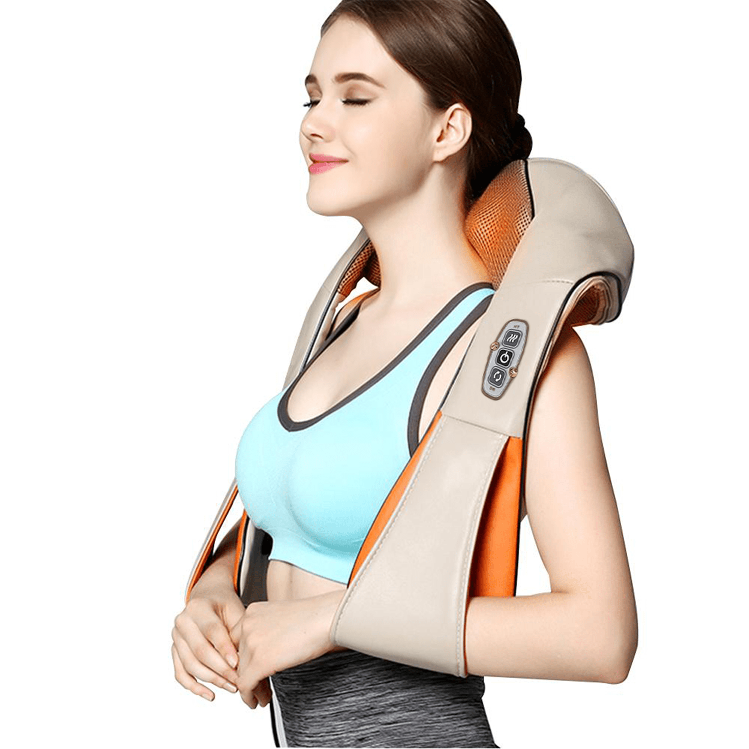 Masajeador Cuello con Calor, Intensidad Ajustable, Favorece Alivio de Tensión Muscular, Dolor y Fatiga, 2 Direcciones de Masaje, Ideal para Cuello, Hombros, Espalda, Cintura, Brazos, Piernas y Pies, Apagado Automático a los 10 min