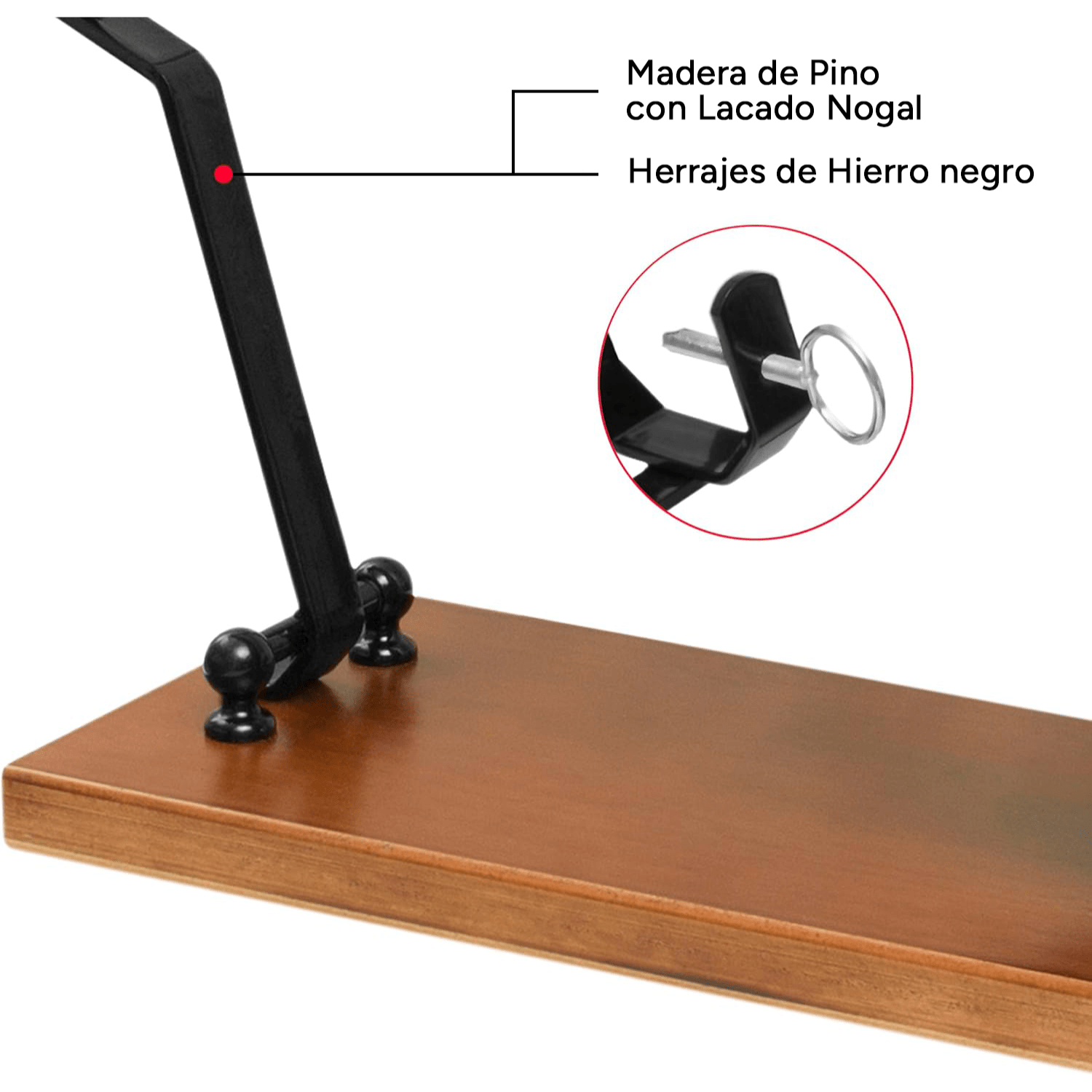 Jamonero Plegable, Jamonero Profesional, Soporte Jamonero de Madera de Pino de Alta Resistencia, Herrajes de Hierro Negro y Pinchos de Acero Inoxidable, Base Antideslizante, Soporte para Jamon, 52 x 16.8 x 29 cm