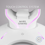 Mars Gaming MHHPRO, Soporte Auriculares 3en1 con Iluminación RGB Flow Touch, Bungee para Ratón, HUB con 2 USB 3.0, Base Antideslizante y Diseño Compacto, Blanco