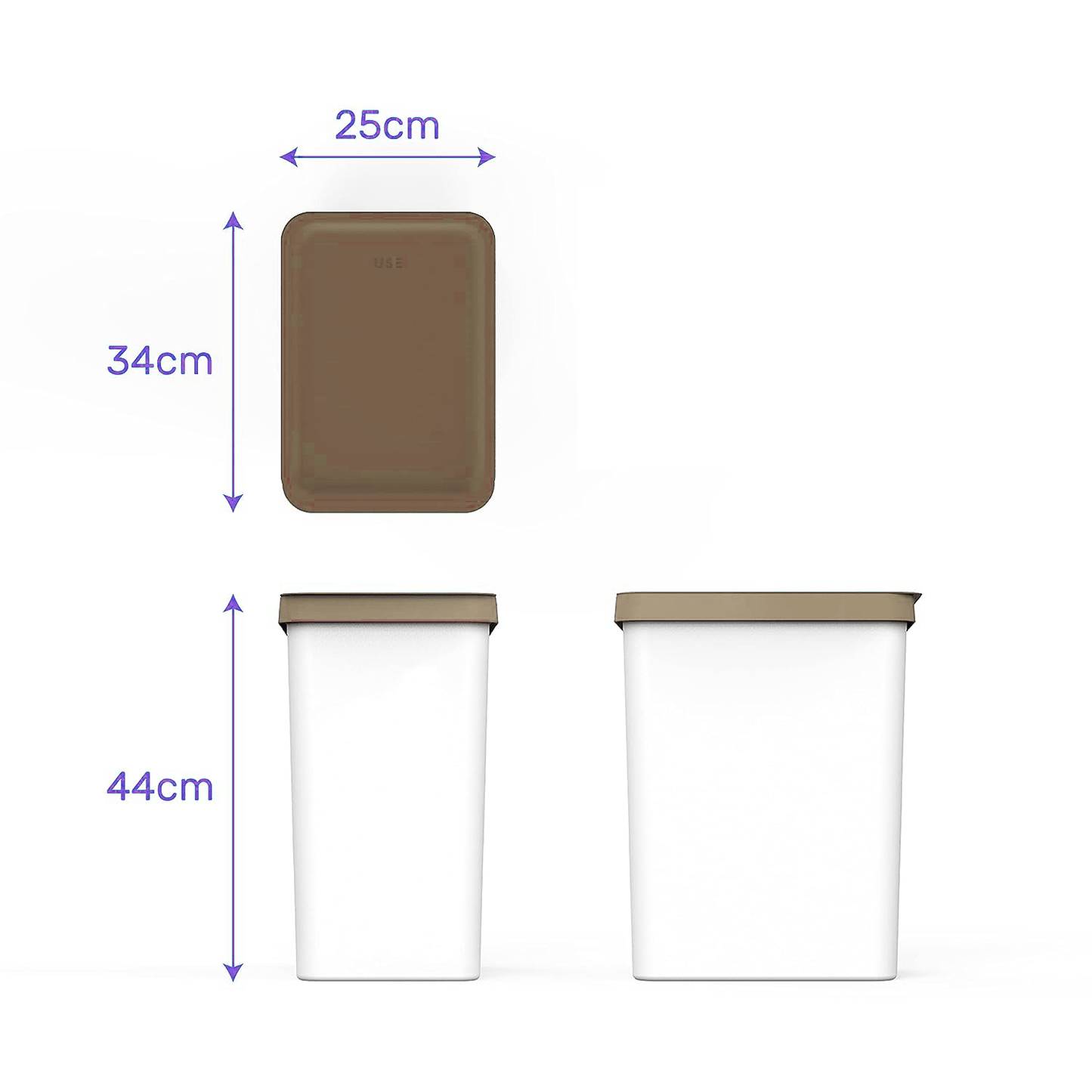 Cubo Basura Cocina de Plástico Resistente, 30L, Cubos de Basura Reciclaje