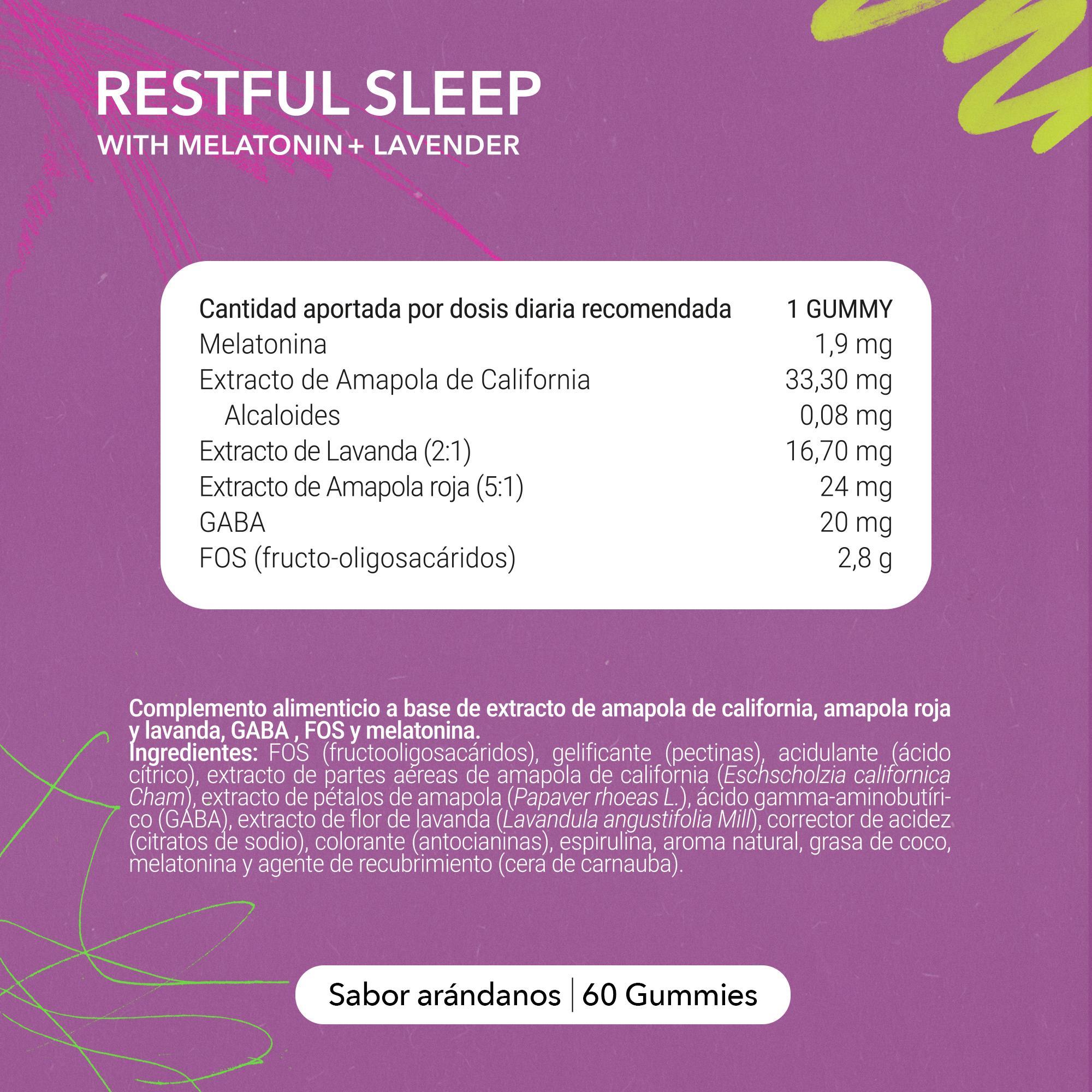 Gominolas para Dormir con Melatonina, Lavanda, Amapola California, Amapola Roja y GABA, Sabor Arándanos, 60 Gummies - Joy+ Supplements