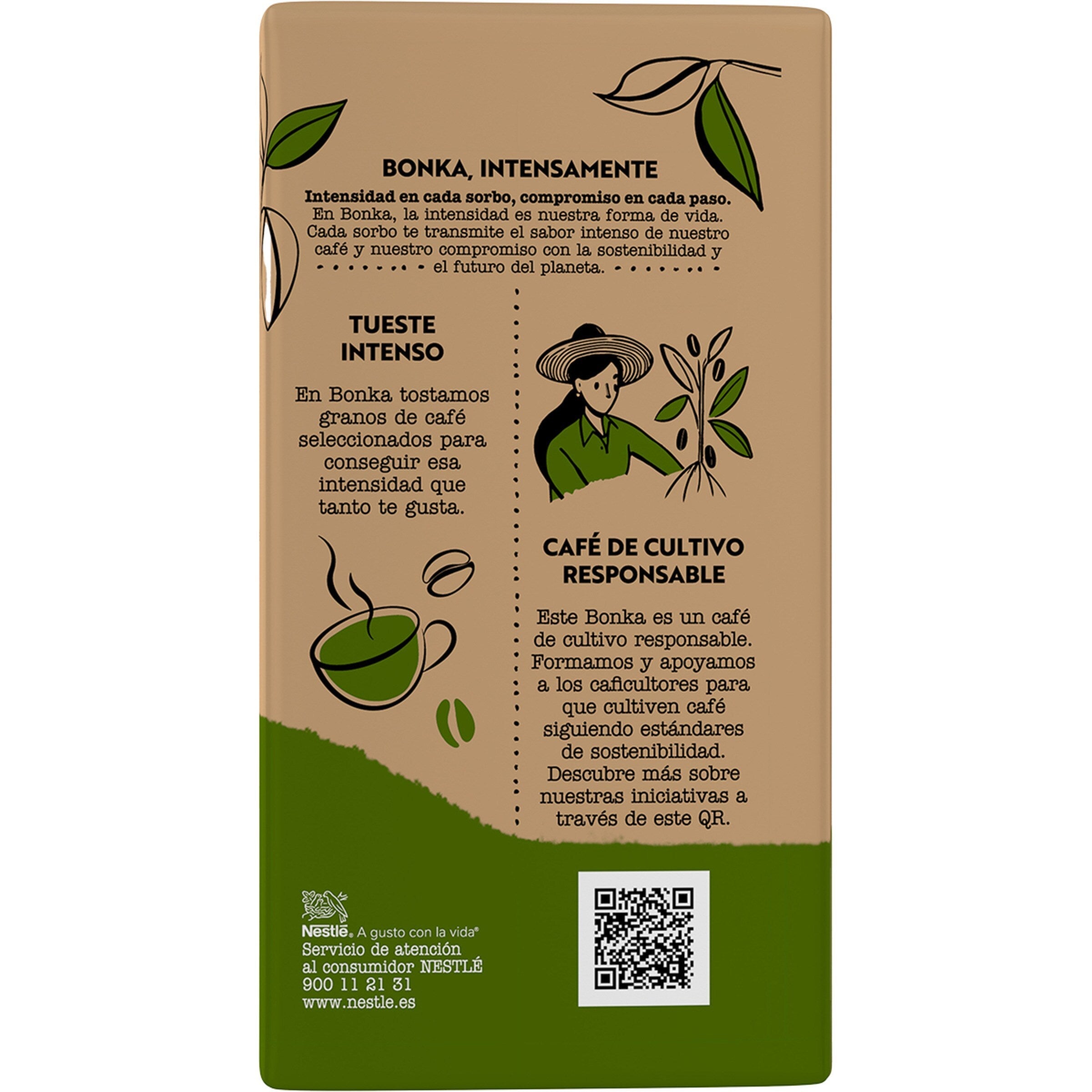 Nestlé Bonka Café Molido Mezcla de Cultivo Sostenible, Intensidad 10, Paquete de 250g
