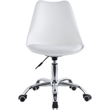 Silla Escritorio Ergonómica con Ruedas, Silla Oficina Giratoria con Altura Ajustable, Acolchada, Estilo Nórdico, Ideal para Estudio y Oficina