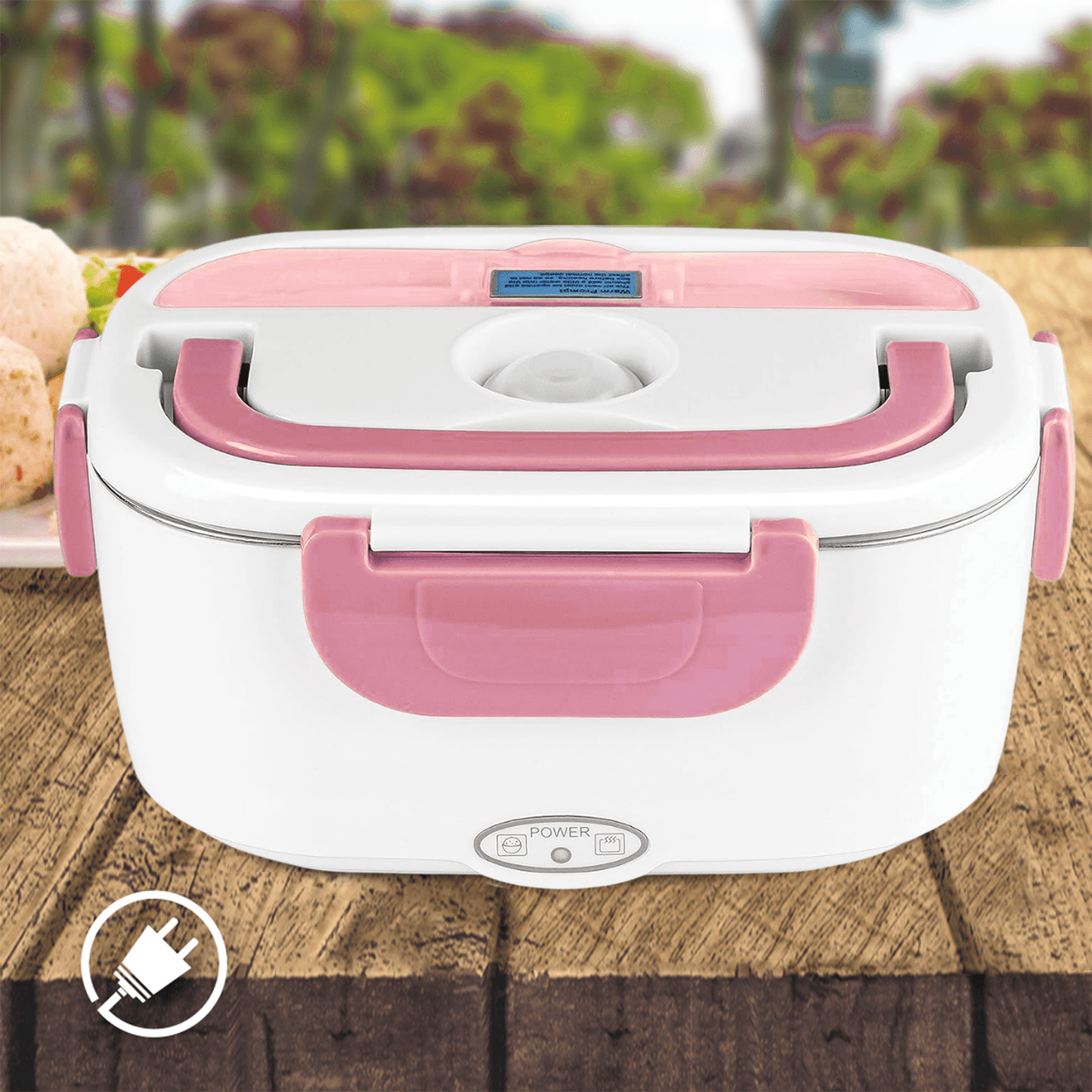 Caja Termica Portatil con 2 Compartimentos, Lonchera Electrica con Asa de Transporte, 1L de Capacidad, Calienta en Pocos Minutos, Enchufe para Casa Incluido, Espacio para Cubiertos con Cuchara Incluida, Fácil Limpieza