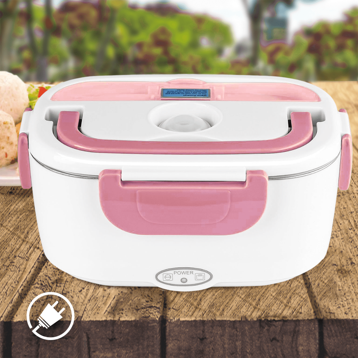 Caja Termica Portatil con 2 Compartimentos, Lonchera Electrica con Asa de Transporte, 1L de Capacidad, Calienta en Pocos Minutos, Enchufe para Casa Incluido, Espacio para Cubiertos con Cuchara Incluida, Fácil Limpieza