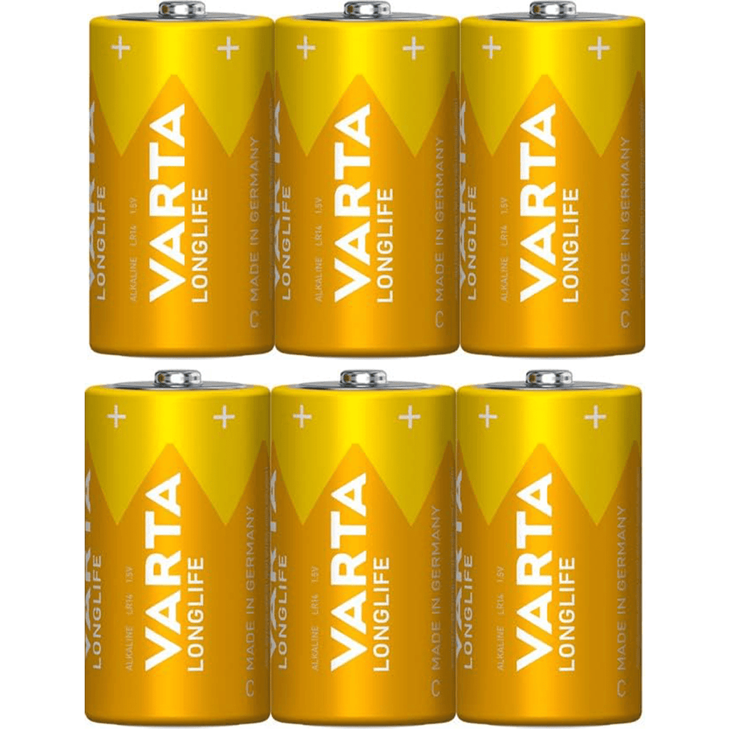 Pilas C Alcalinas de Alto Rendimiento, VARTA Longlife, Ultra Larga Duración, Energía Potente y Continua, Ideal para Linternas de Alto Consumo, Radios Portátiles, Juguetes por Control Remoto, Relojes, Despertadores y Dispositivos con Alta Demanda