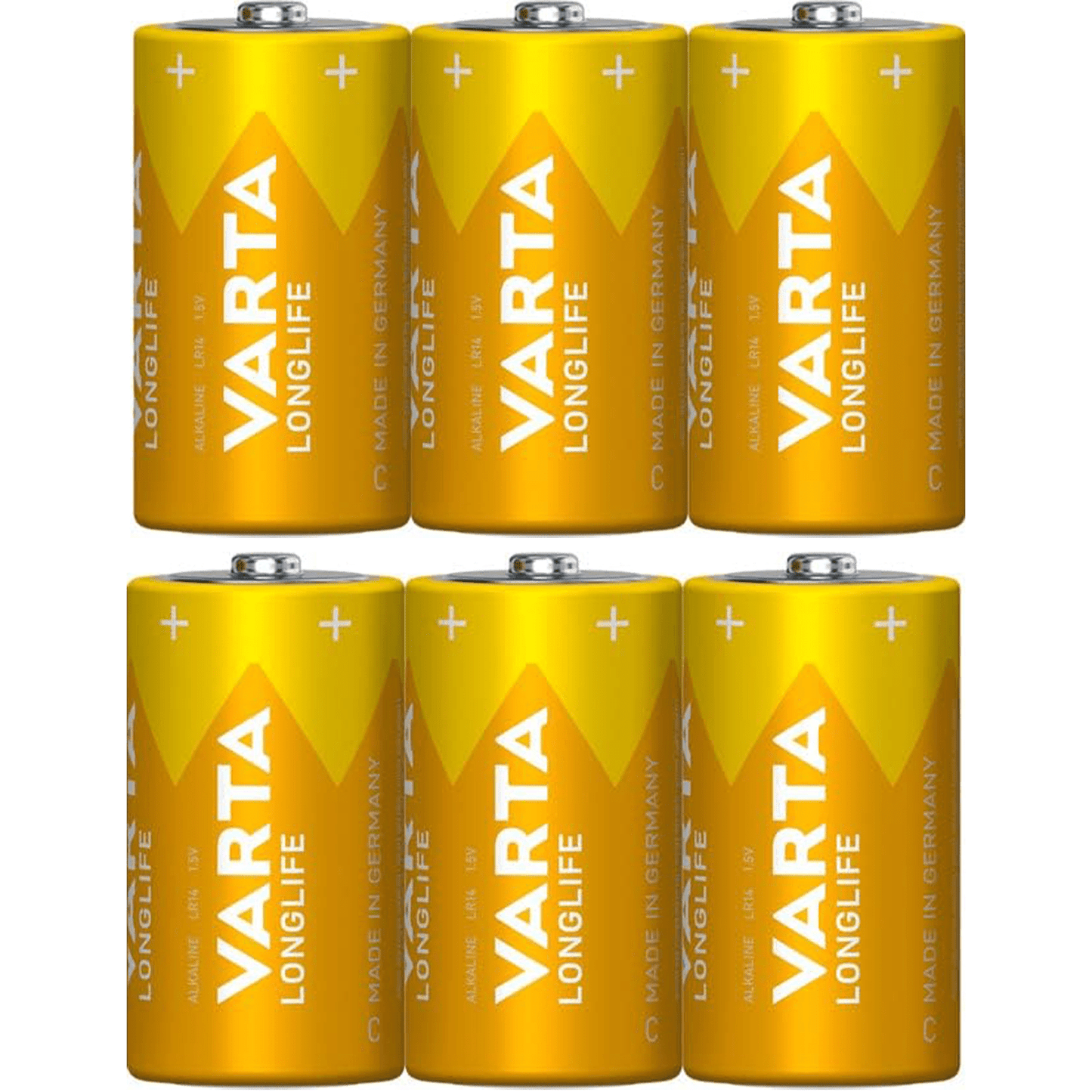 Pilas C Alcalinas de Alto Rendimiento, VARTA Longlife, Ultra Larga Duración, Energía Potente y Continua, Ideal para Linternas de Alto Consumo, Radios Portátiles, Juguetes por Control Remoto, Relojes, Despertadores y Dispositivos con Alta Demanda