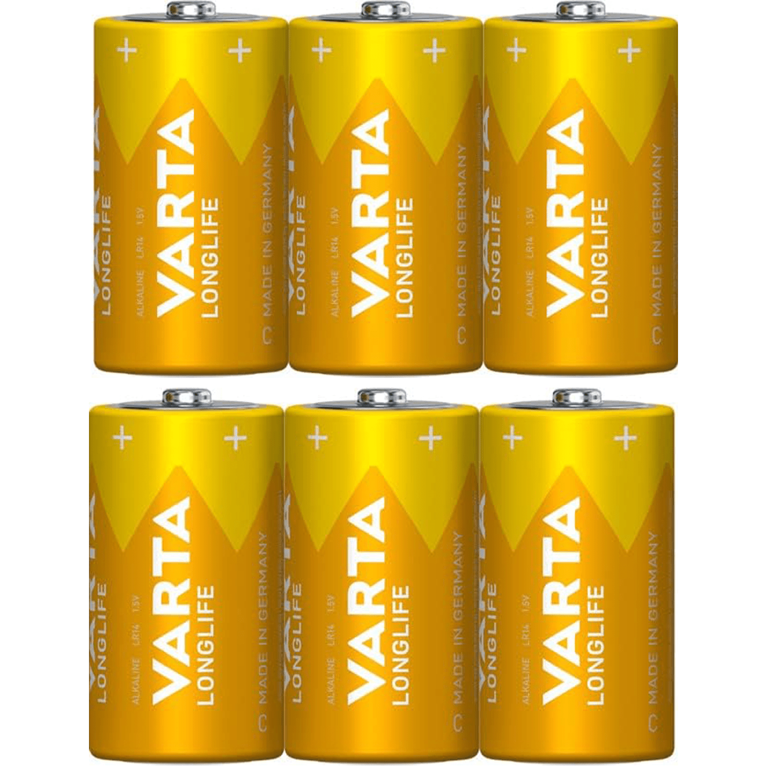 Pilas C Alcalinas de Alto Rendimiento, VARTA Longlife, Ultra Larga Duración, Energía Potente y Continua, Ideal para Linternas de Alto Consumo, Radios Portátiles, Juguetes por Control Remoto, Relojes, Despertadores y Dispositivos con Alta Demanda